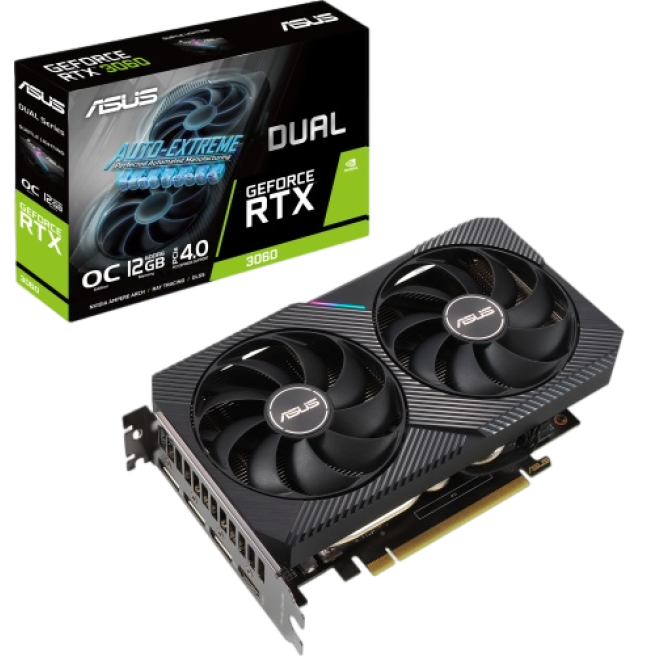 Відеокарта GF RTX 3060 12GB GDDR6 Dual OC V2 Asus (DUAL-RTX3060-O12G-V2) (LHR) - зображення 1