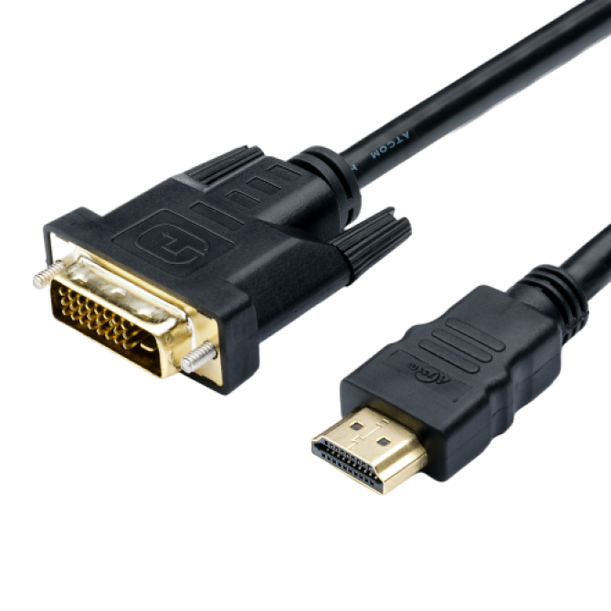 Atcom HDMI - DVI (M/M), single link, 24+1 pin, 1.8 м, Black (AT3808) - зображення 2