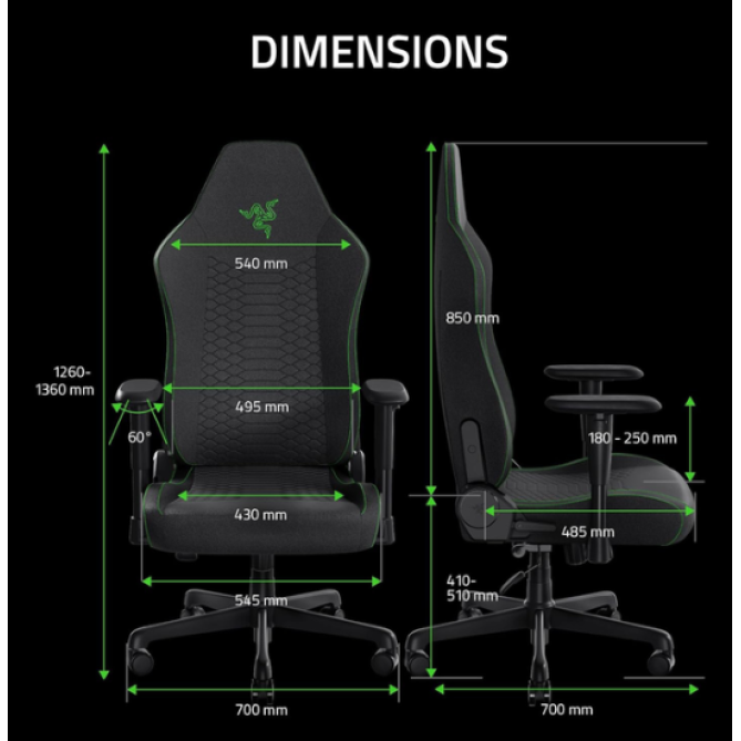 Razer Iskur V2 X (RZ38-05310100-R3G1) Black Fabric - изображение 3