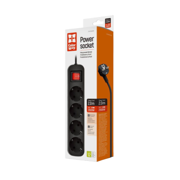 ColorWay СolorWay (CW-PSEA42BK) 4 розетки, 2м, Black