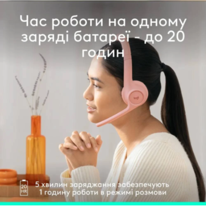 Bluetooth-Logitech Zone 300 Wireless Rose (981-001412) - изображение 2