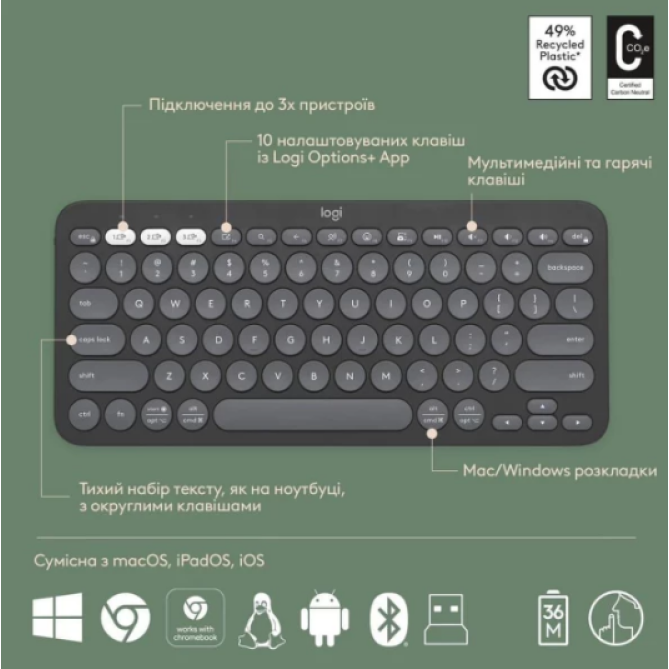 Logitech Pebble 2 Combo Graphite (920-012239) - зображення 2
