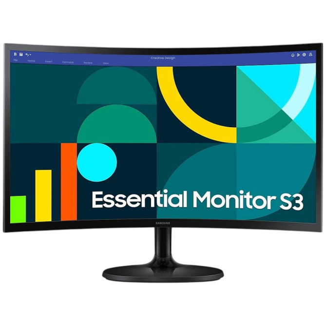 Samsung 24" Essential S3 LS24D360 (LS24D360GAIXUA) VA Black Curved 100Hz - изображение 1