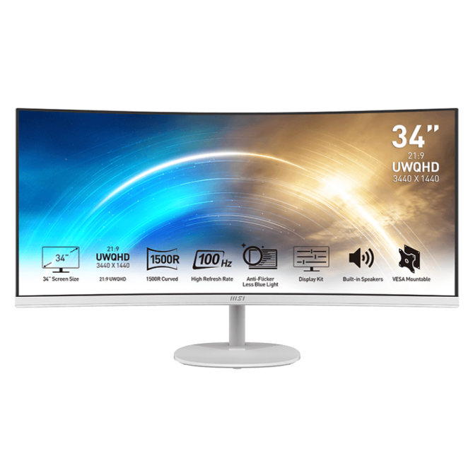 MSI 34" PRO MP341CQW VA White Curved 100Hz - зображення 1