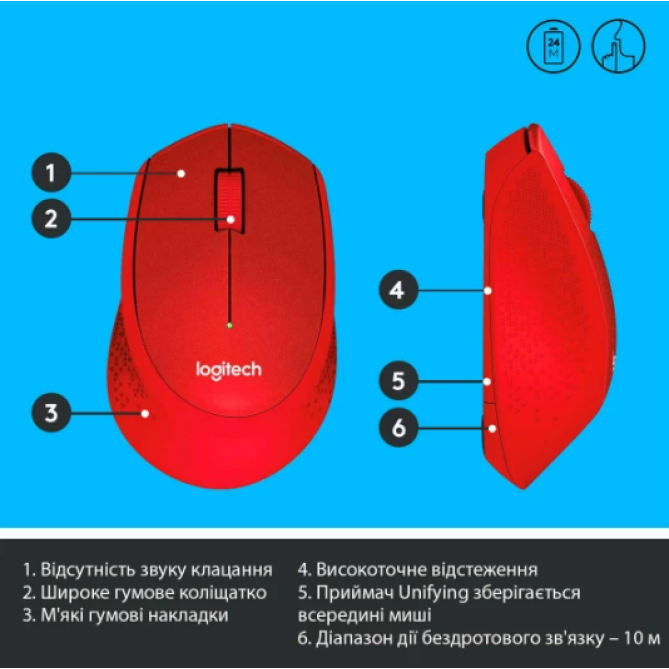 Logitech M330 Silent Plus Red (910-004911) - зображення 2